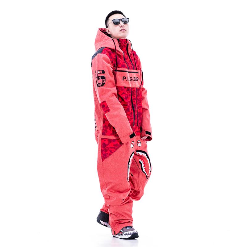 P-40 Fighter & Shark Kombi-Einteiler-Snowboardanzüge für Herren