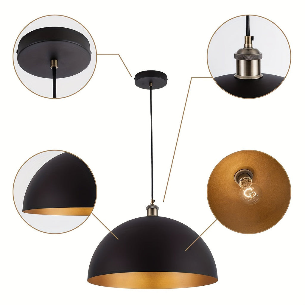 Luvano Pendelleuchte Dome Industrial schwarz gold
