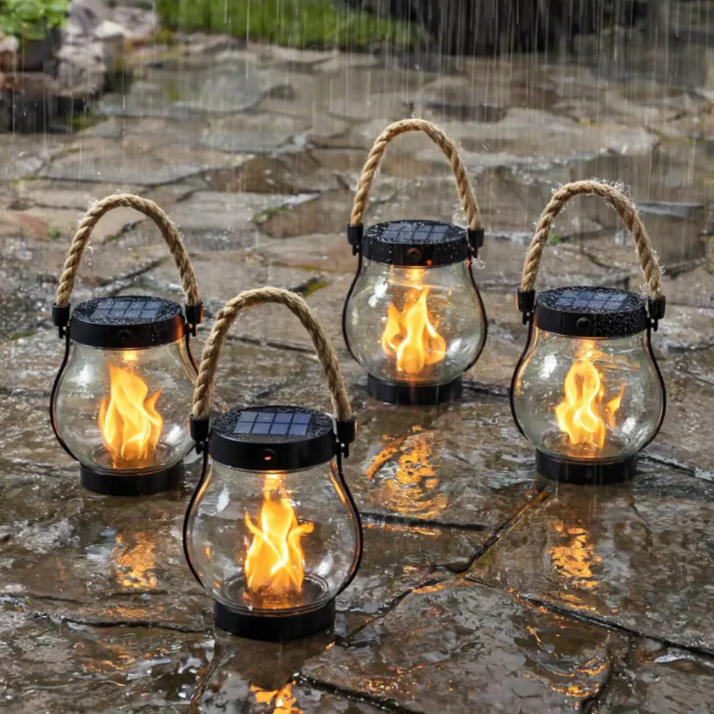 Luvano Solarlaterne Flammeneffekt Garten hängend