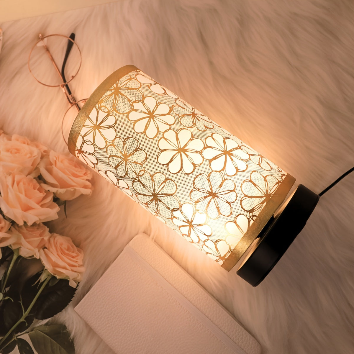 Luvano Tischleuchte Blumen USB warmweiß