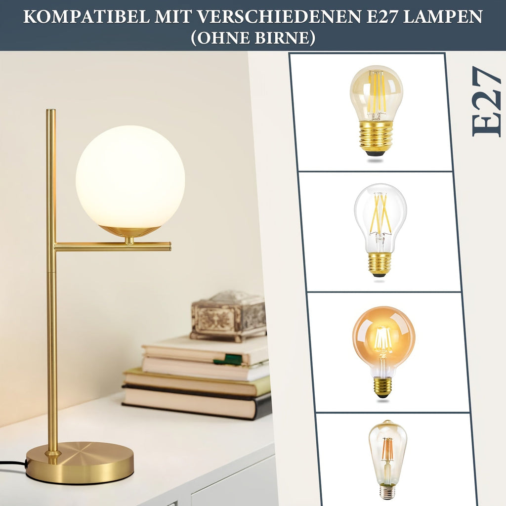 Luvano Tischleuchte Glaskugel gold modern
