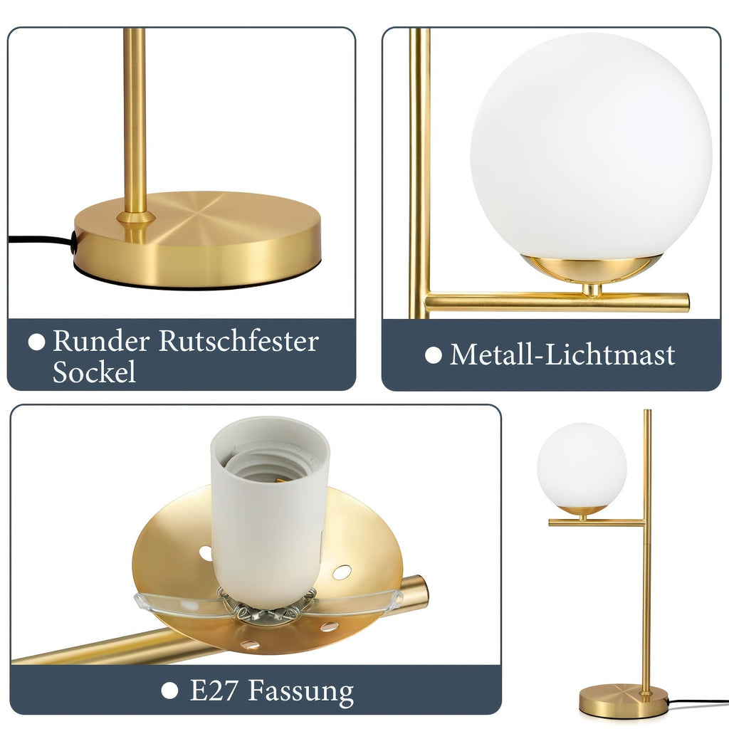 Luvano Tischleuchte Glaskugel gold modern