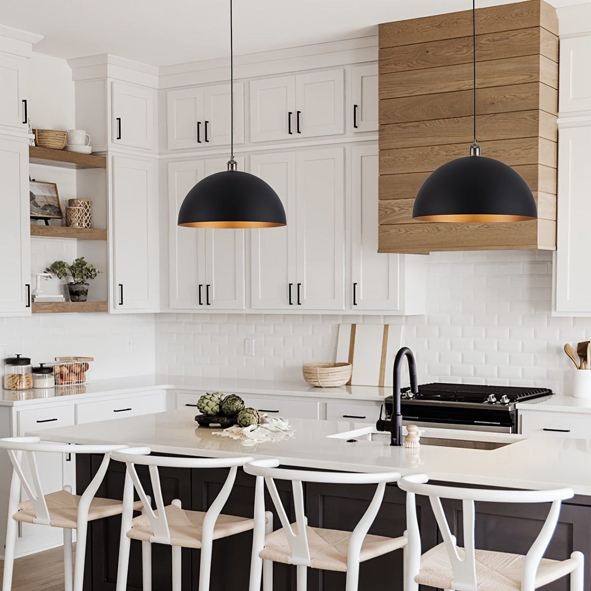 Luvano Pendelleuchte Dome Industrial schwarz gold