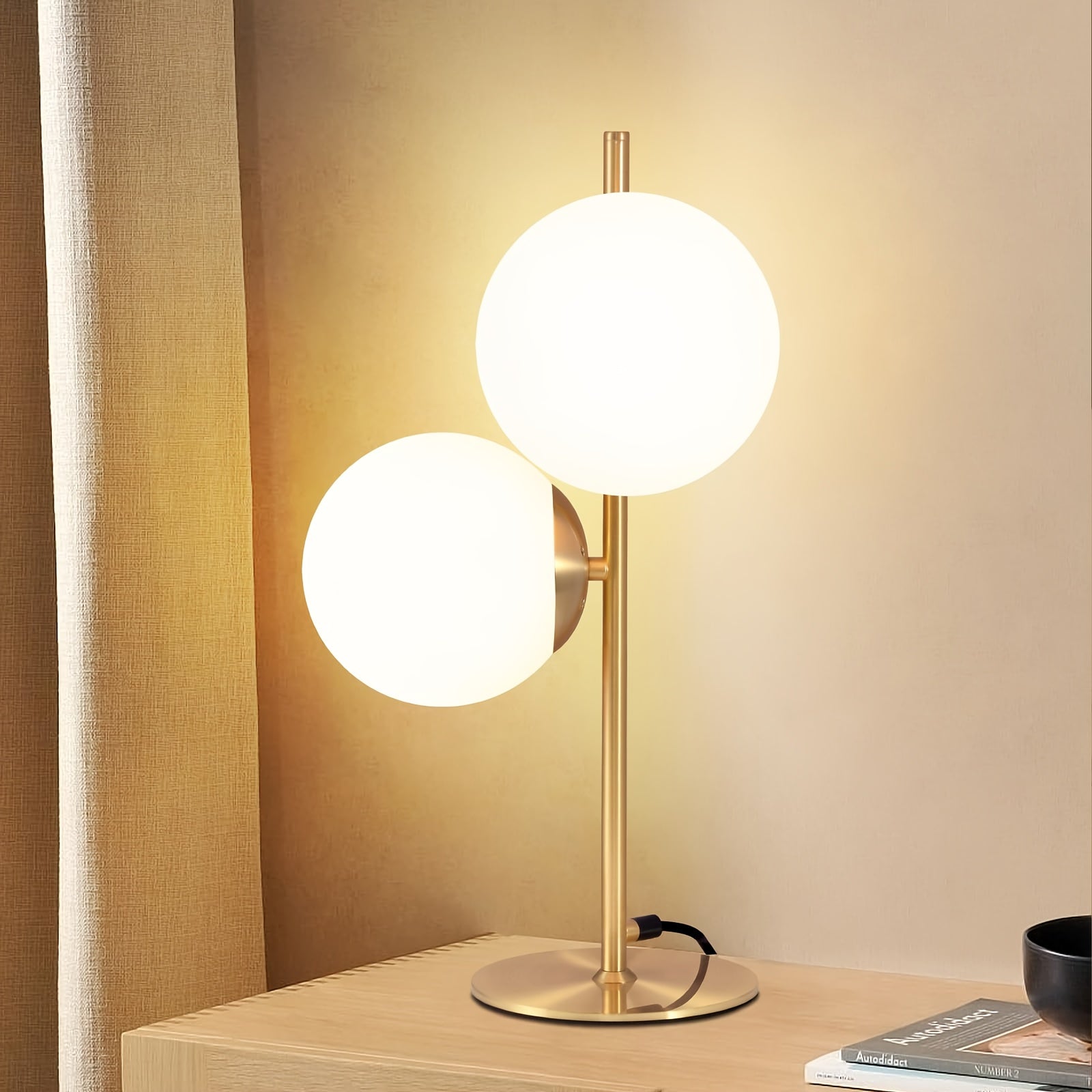 Luvano Tischleuchte Glaskugel gold modern