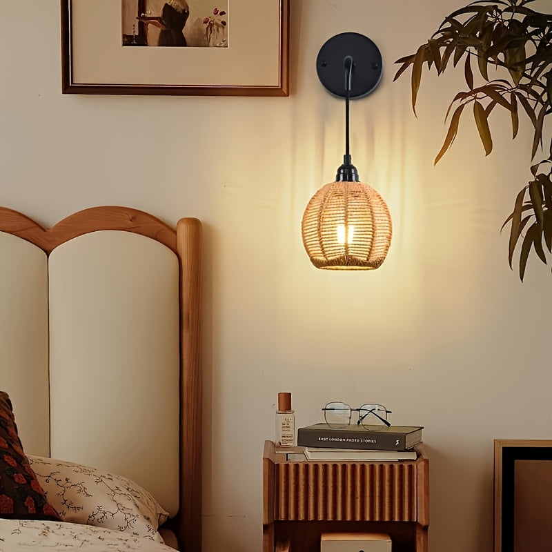 Luvano Wandleuchte Rattan Boho handgeflochten