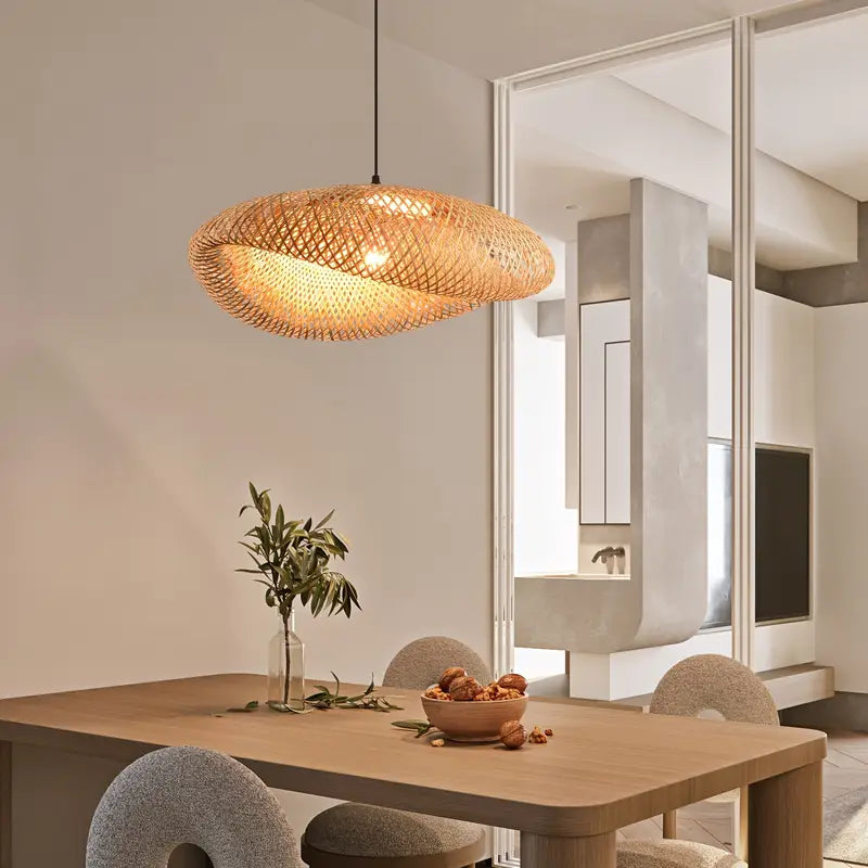 Luvano Pendelleuchte Rattan Geflecht Boho