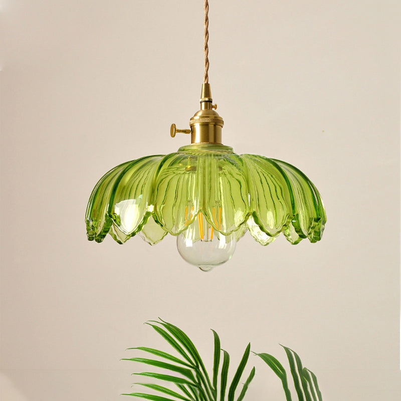 Luvano Pendelleuchte Blume Buntglas Vintage
