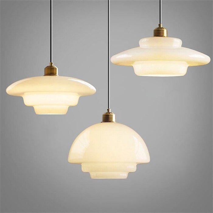 Luvano Pendelleuchte Weißglas Mid Century modern