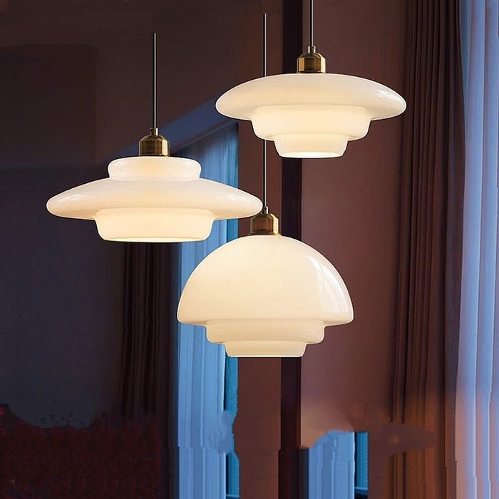Luvano Pendelleuchte Weißglas Mid Century modern