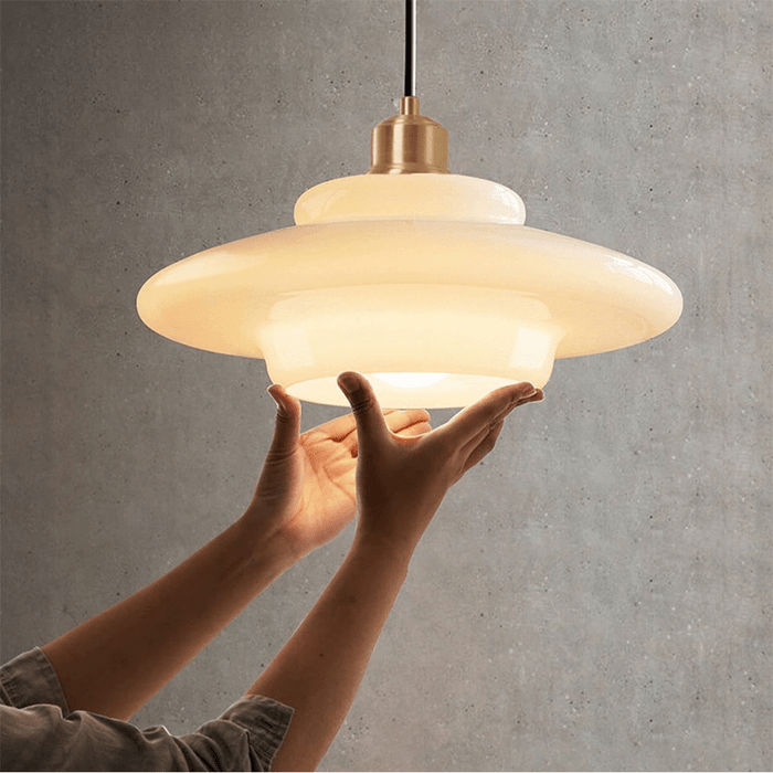 Luvano Pendelleuchte Weißglas Mid Century modern