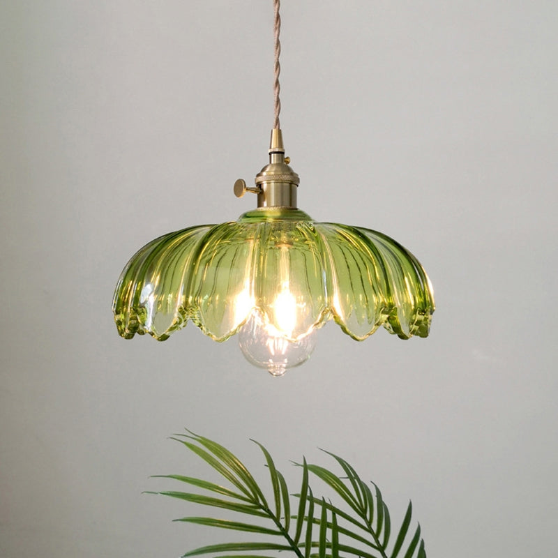 Luvano Pendelleuchte Blume Buntglas Vintage