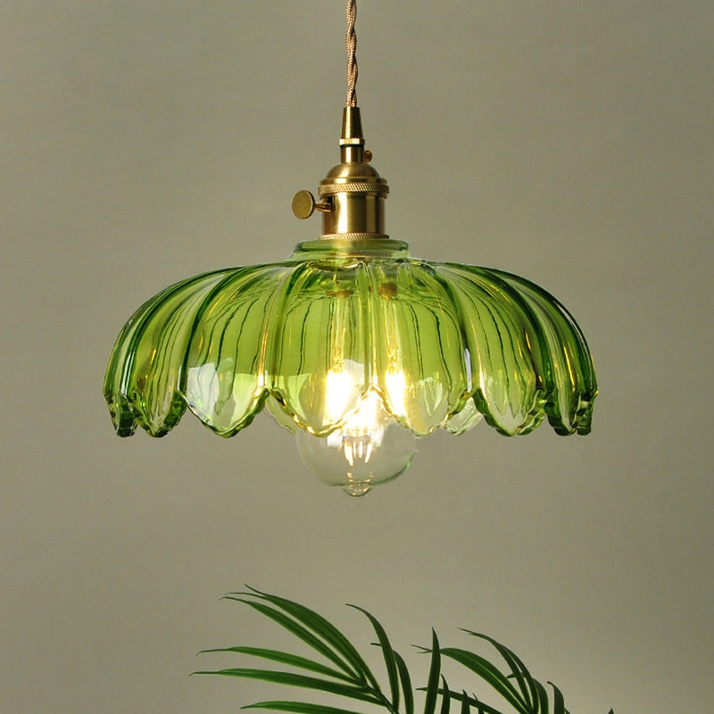 Luvano Pendelleuchte Blume Buntglas Vintage