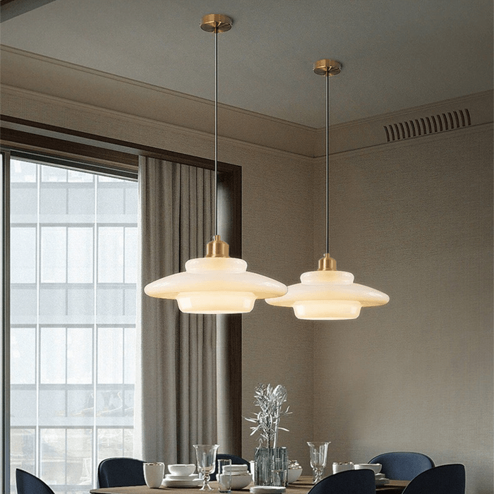 Luvano Pendelleuchte Weißglas Mid Century modern