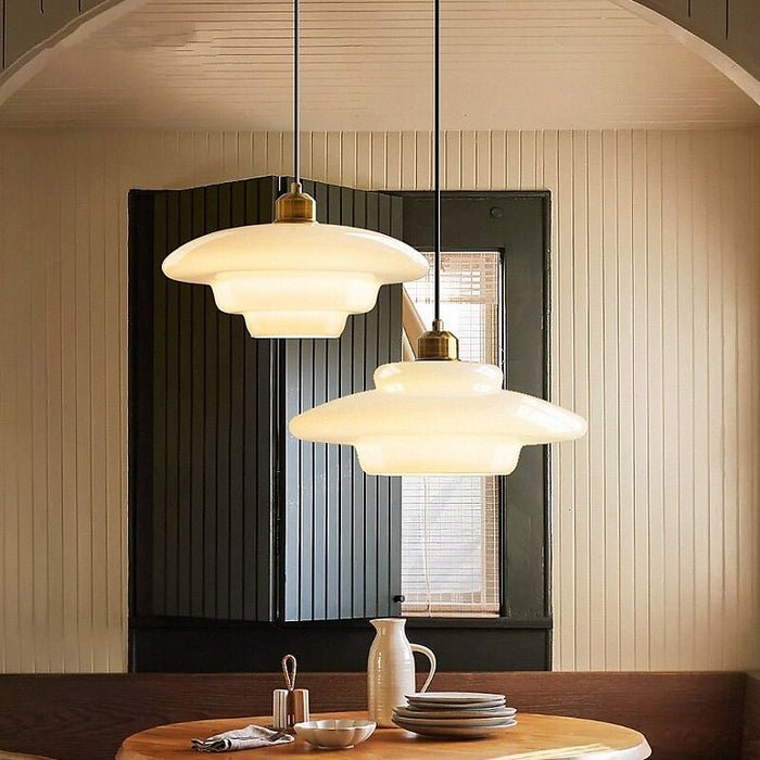 Luvano Pendelleuchte Weißglas Mid Century modern