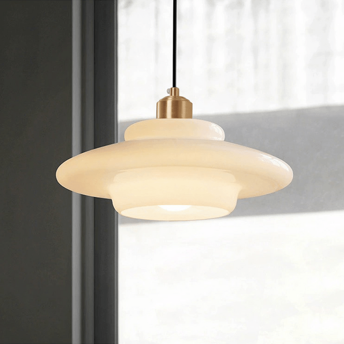 Luvano Pendelleuchte Weißglas Mid Century modern
