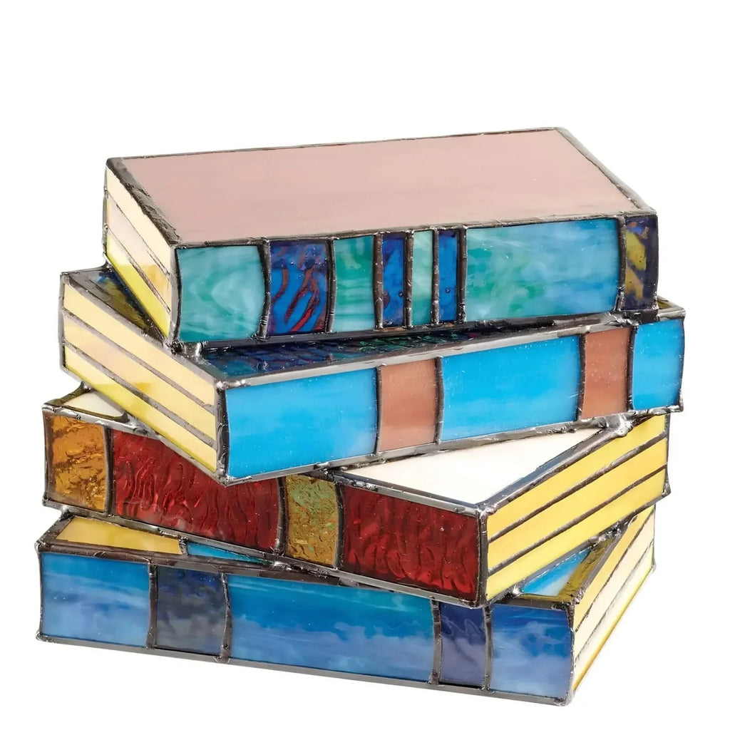 Luvano Tischleuchte Buch Buntglas handgefertigt