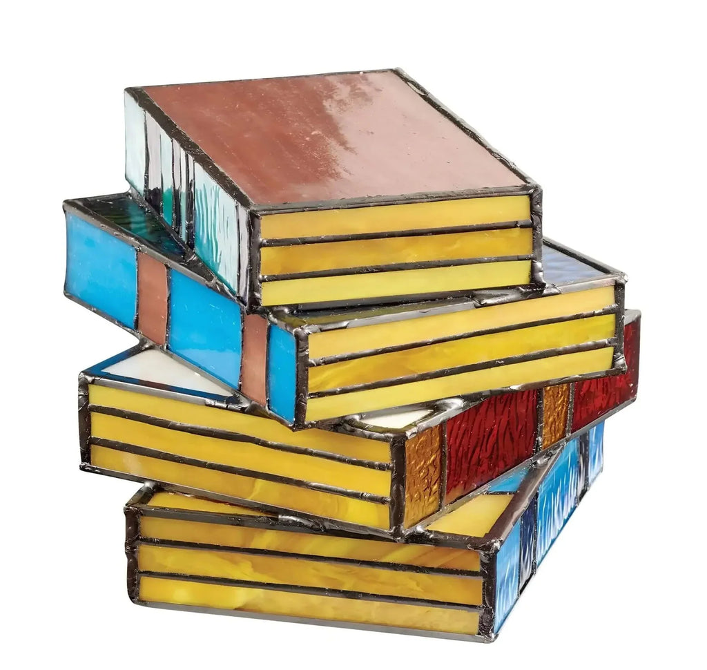Luvano Tischleuchte Buch Buntglas handgefertigt