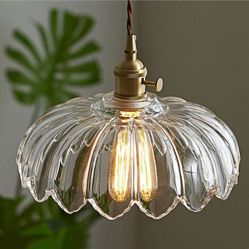 Luvano Pendelleuchte Blume Buntglas Vintage