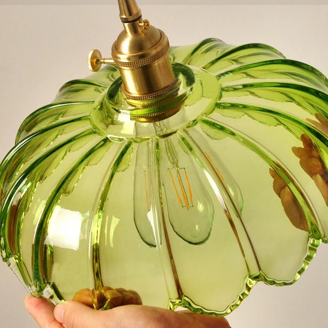 Luvano Pendelleuchte Blume Buntglas Vintage