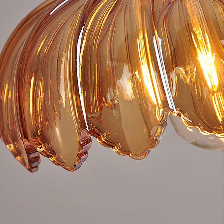 Luvano Pendelleuchte Blume Buntglas Vintage