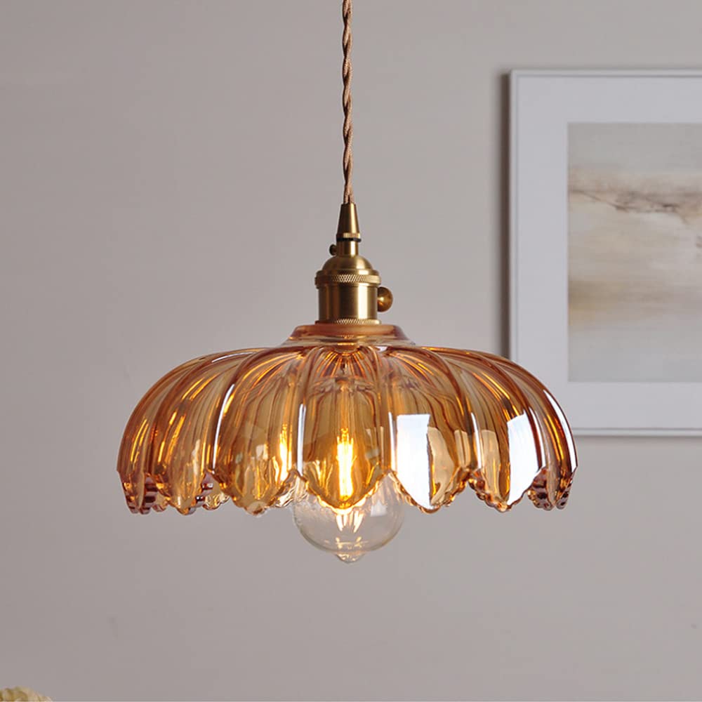 Luvano Pendelleuchte Blume Buntglas Vintage