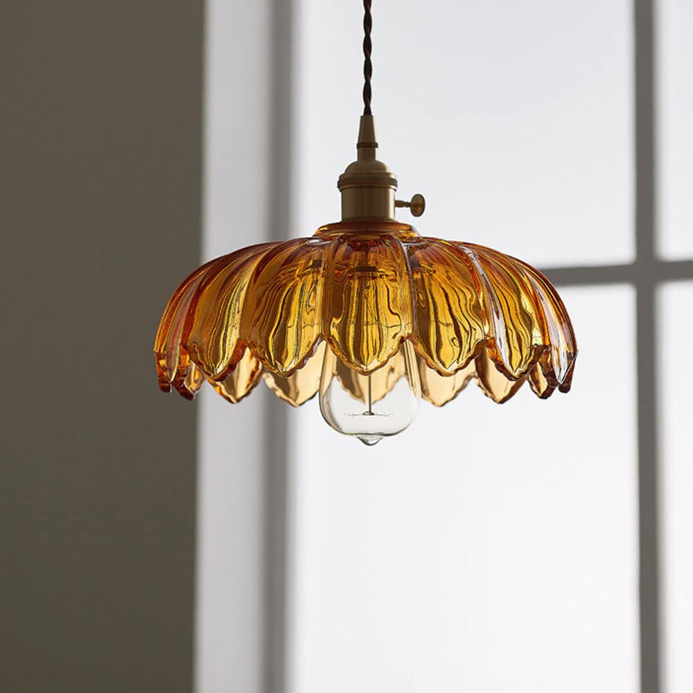 Luvano Pendelleuchte Blume Buntglas Vintage
