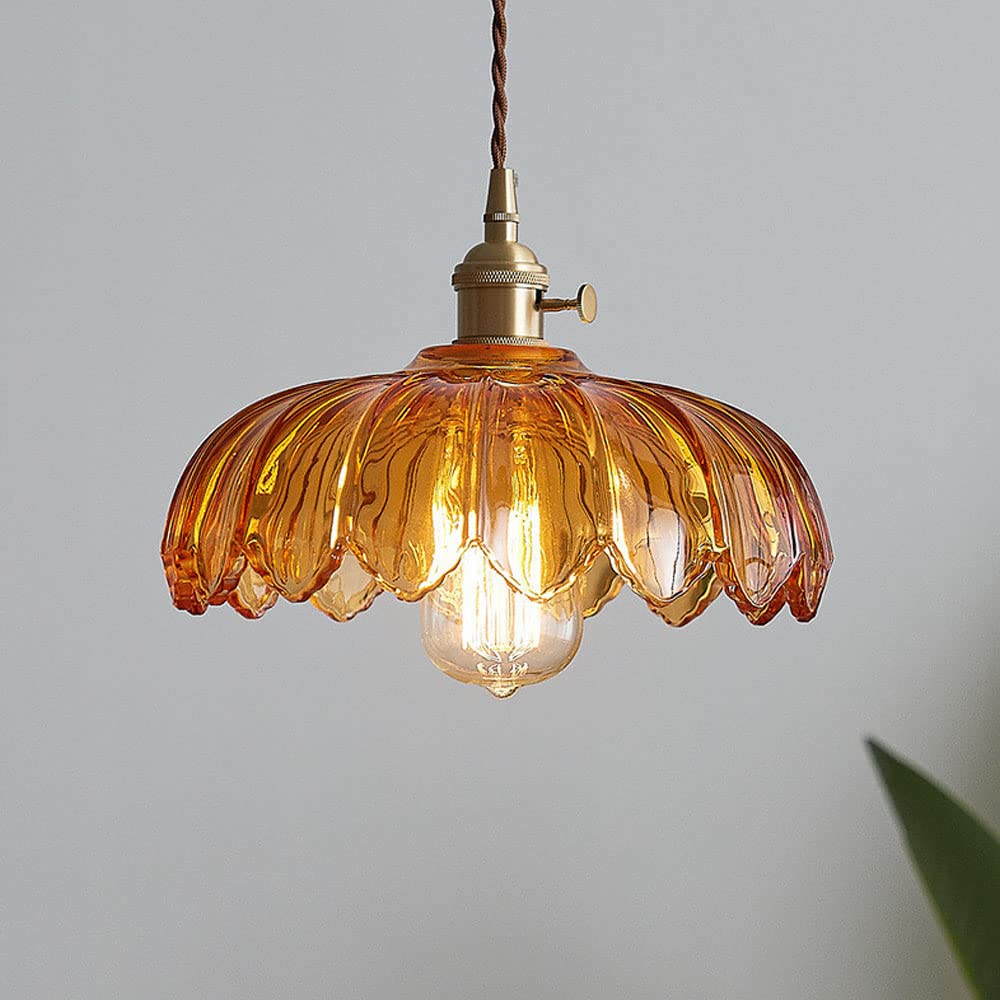 Luvano Pendelleuchte Blume Buntglas Vintage