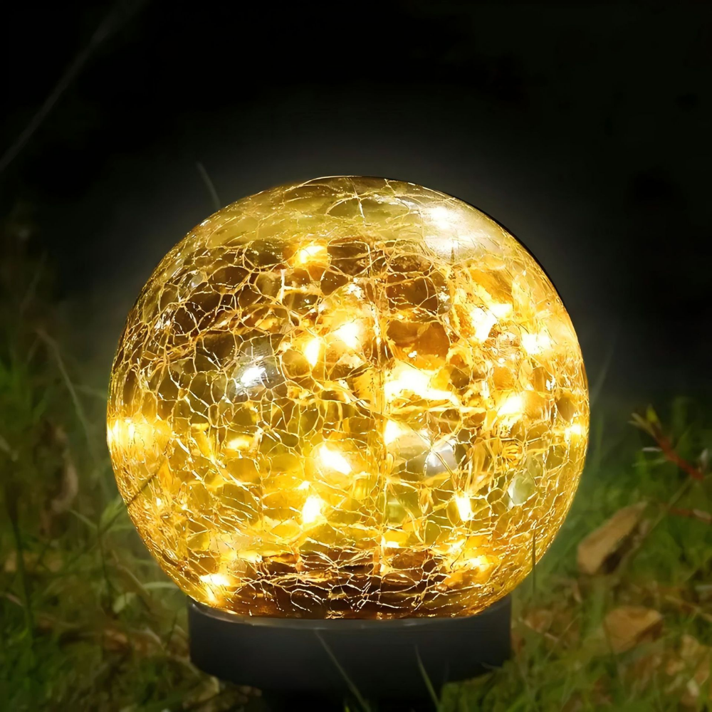 Luvano Solarleuchte Glaskugel Craquelé Garten