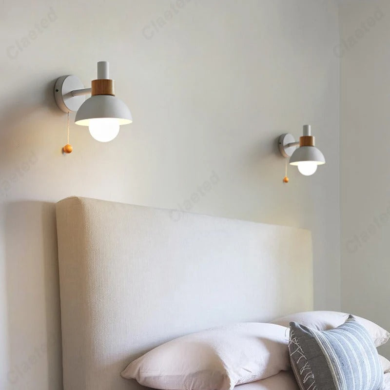 Luvano Wandleuchte Holz Zugschalter minimal
