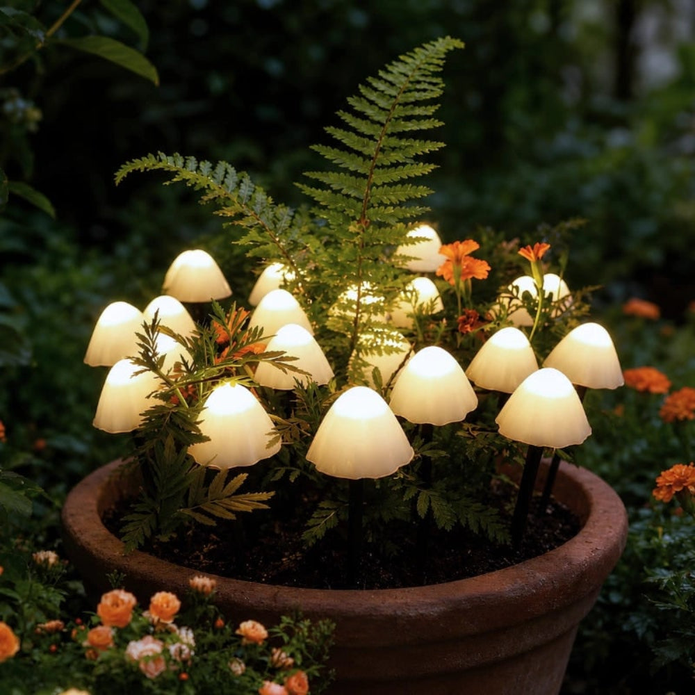 Luvano Solar Gartenleuchten Pilz Erdspieß Set