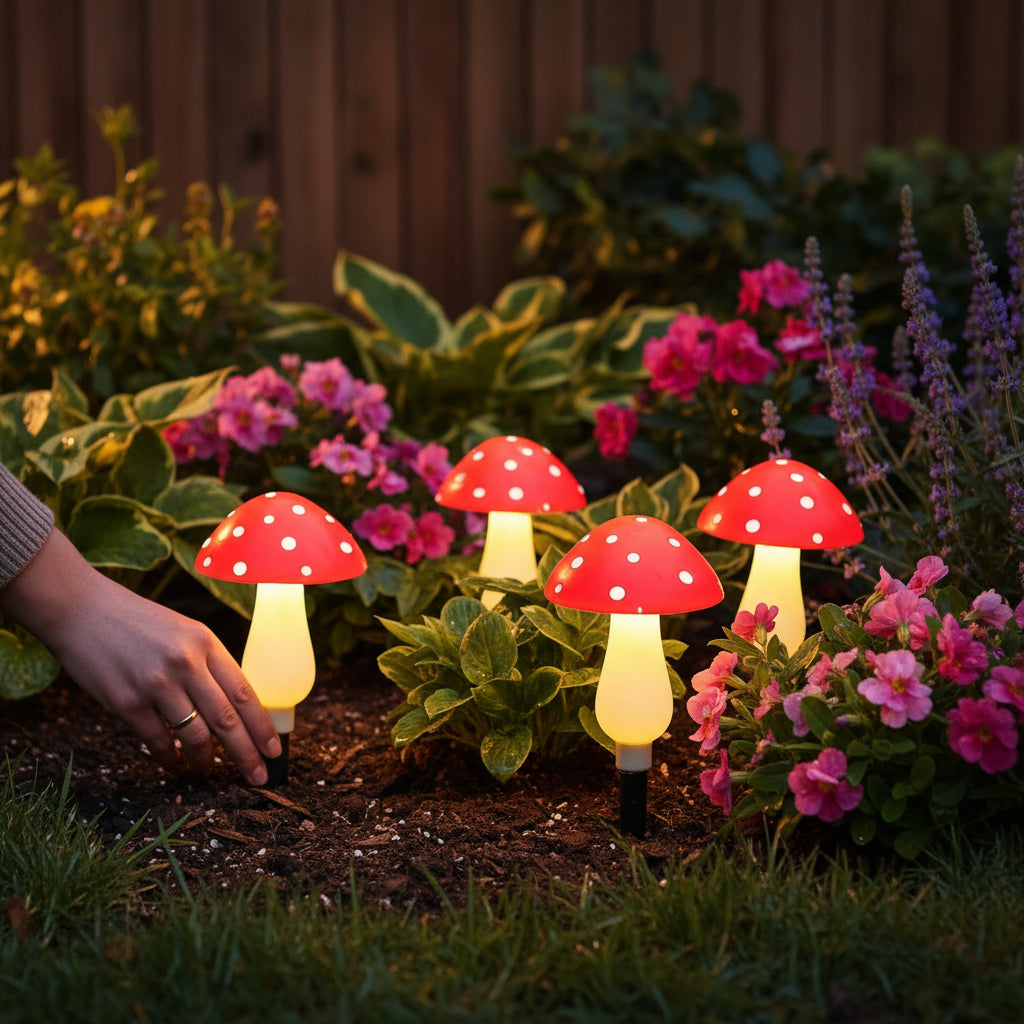 Luvano Solar Gartenleuchten Pilz Erdspieß Set