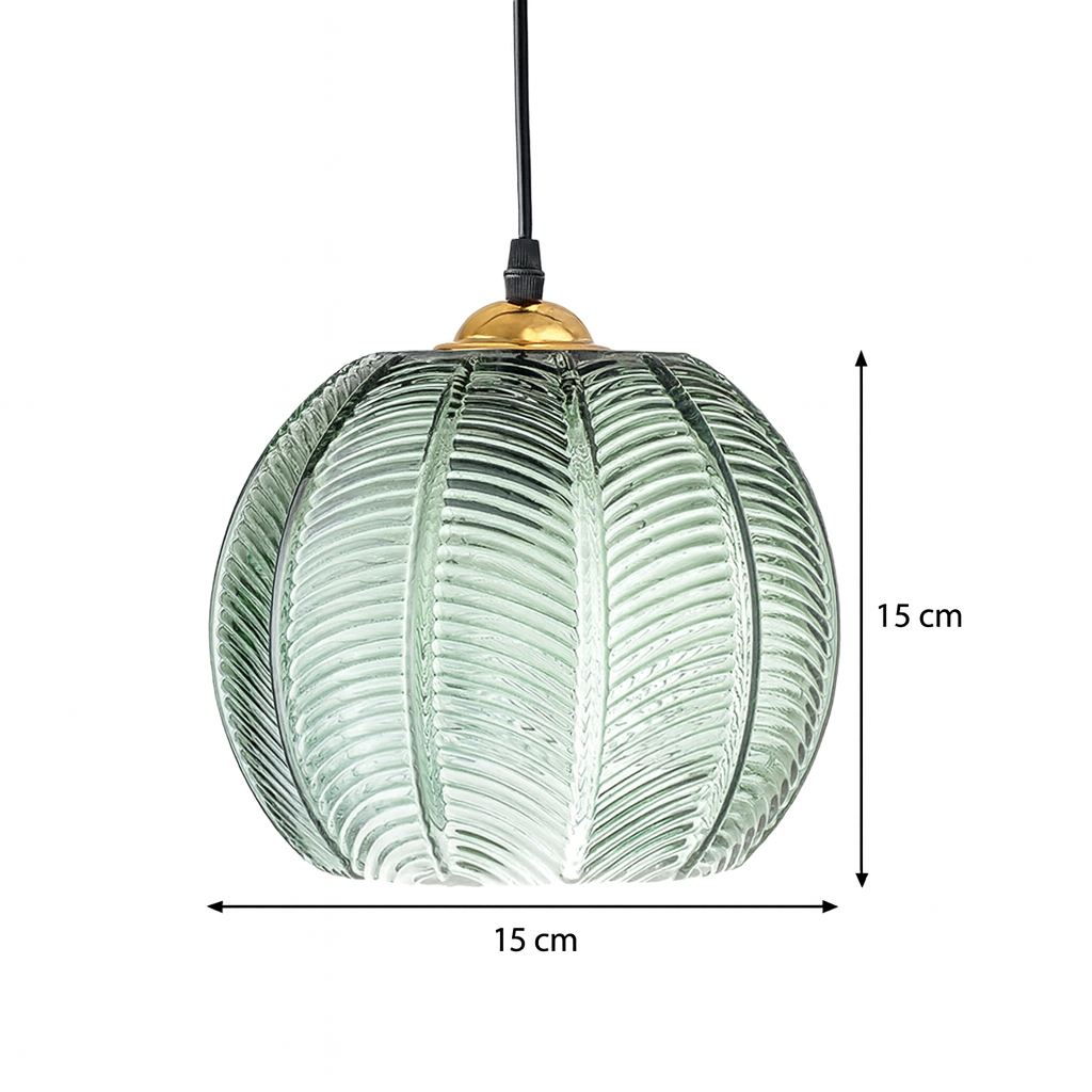 Luvano Pendelleuchte Riffelglas grün Retro