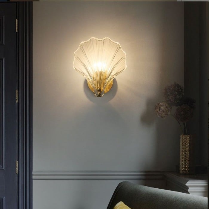 Luvano Marina Wandleuchte Muschelglas Art Deco