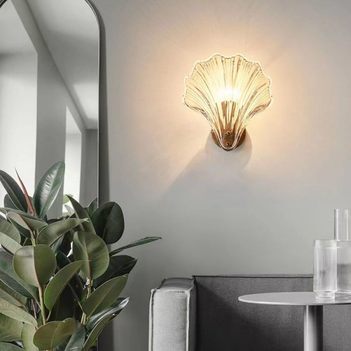 Luvano Marina Wandleuchte Muschelglas Art Deco