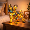 Luvano Tischleuchte Hund Buntglas LED Nachtlicht