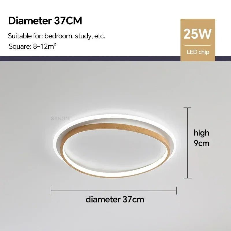 Luvano LED Deckenleuchte Nussbaum gold rund