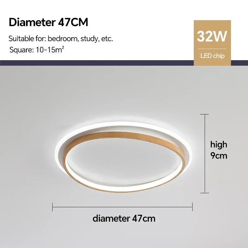 Luvano LED Deckenleuchte Nussbaum gold rund
