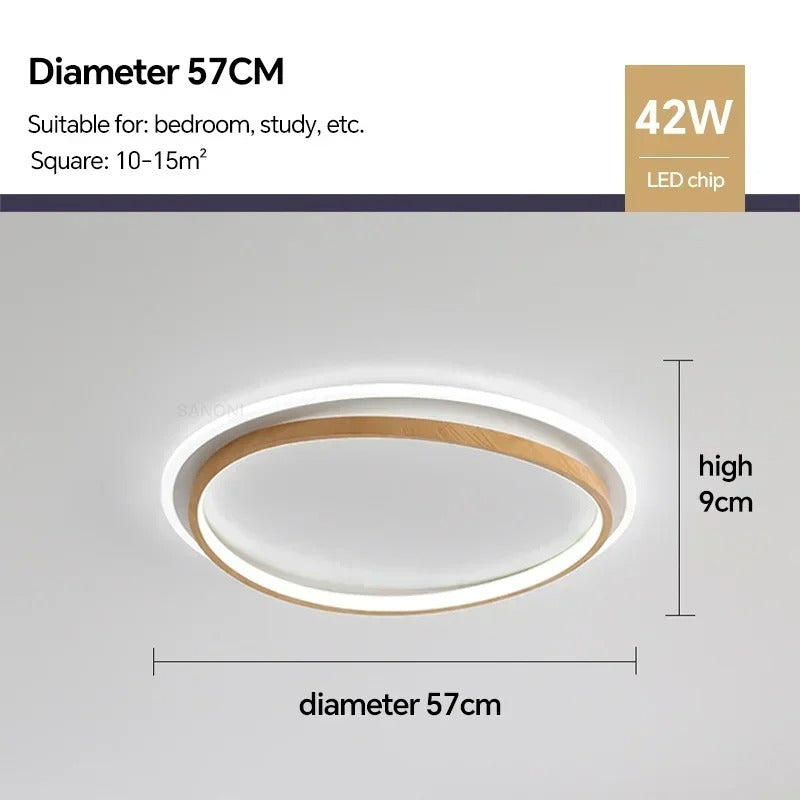 Luvano LED Deckenleuchte Nussbaum gold rund