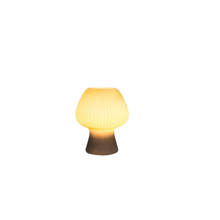 Luvano Tischleuchte Pilz Riffelglas Vintage
